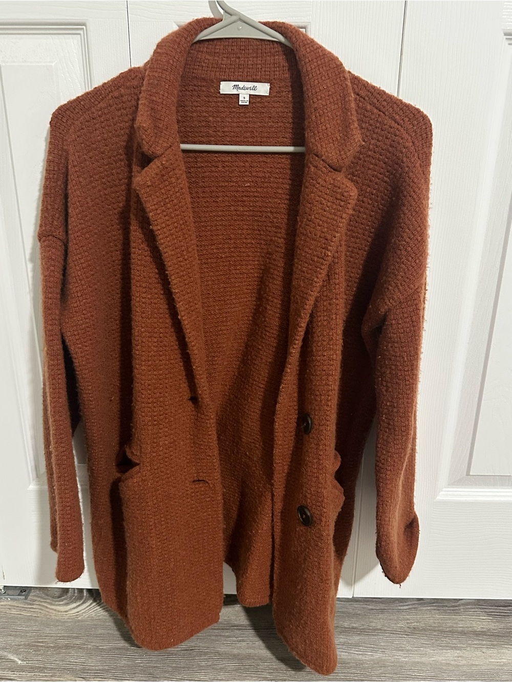 Madewell Brick Rust Knit Blazer Cardigan